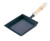 Iwachu Tamagoyaki Wooden Black Baked Inner Size 18 X 15cm IH Compatible Nanbu Ironware 24017 Black (with Handle)