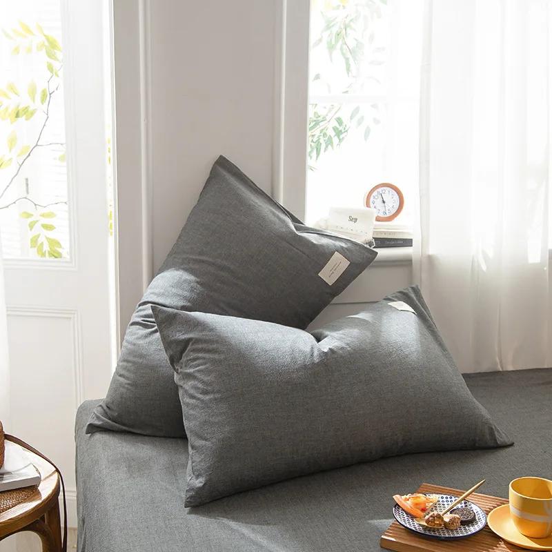 1 Pair Solid Color Plaid Printed Pillowcase Soft Cotton Throw Pillows Covers 30x50 40x60 48x74 Cushion Case for Bed Home Decor