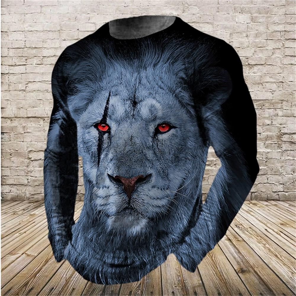 Retro Men's Long Sleeve T-shirt Animal Print Shirt Animal Pattern Clothing Street Apparel Sleeve