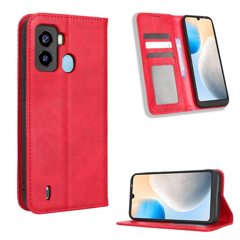 Compatible Tecno Pop6 BE7 Leather Case: Magnetic Flip, Card Slot, Cross-Border Protective Cover