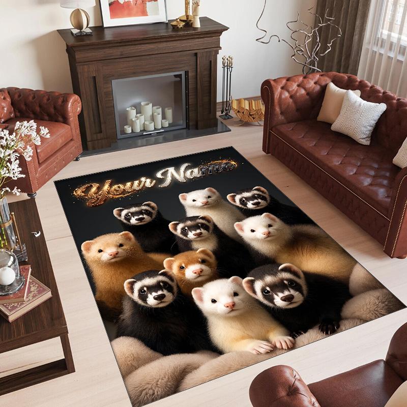 Family Friends Theme Crystal Velvet Rug Personalized Custom Name Text Soft Floor Mat Home Decor