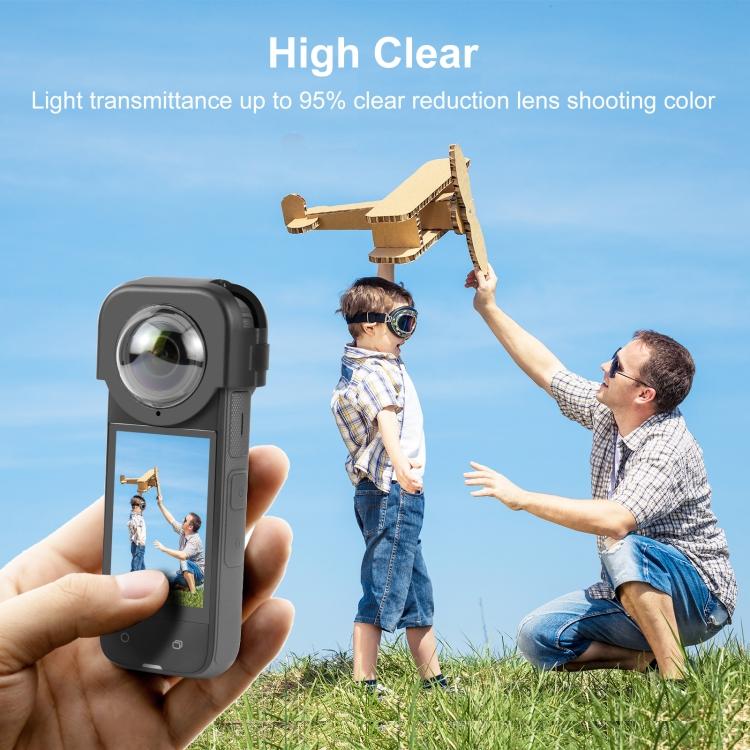 Защитная крышка объектива с защелкой PULUZ для Insta360 X4 (черный)