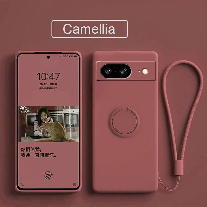Чехол для Google Pixel 8 9 Finger Ring Stand Holder Slicone Cover для Pixel 9 Pro XL Solid Color Lens Protection Soft Phone Case