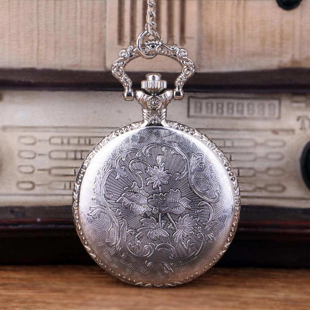 Vintage Steam Train Antique Chain Quartz Locomotive Pendant Pocket Watch Gift