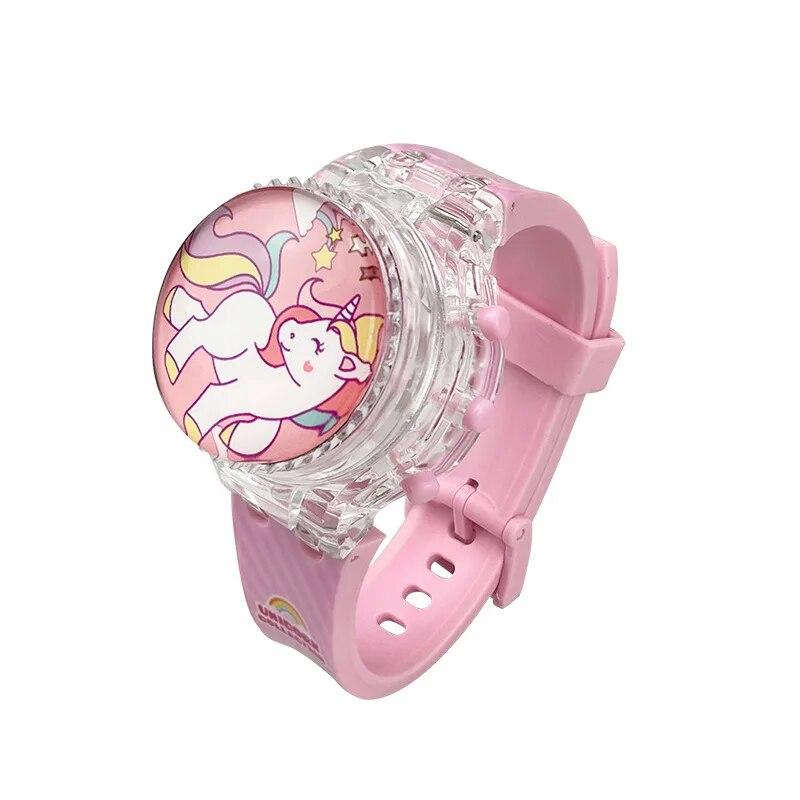 Модный креативный гироскопический поворотный стол с подсветкой Unicorn Watch для студентов, красочные светящиеся лошади, электронный дисплей