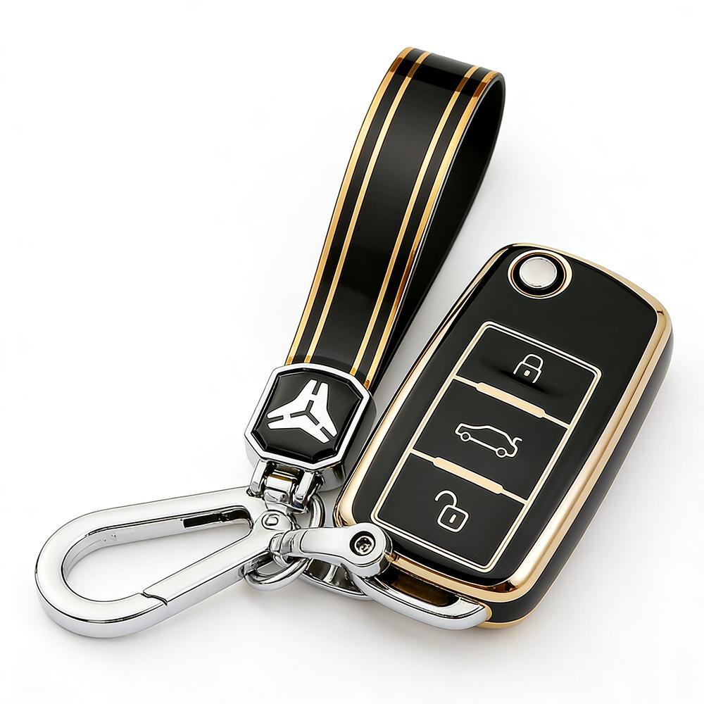WMNC2 Tpu Car Key Case for VW Volkswagen Polo Tiguan Passat Golf Jetta Lavida Skoda Octavia 3 Buttons Full Cover Protection Shell Bag