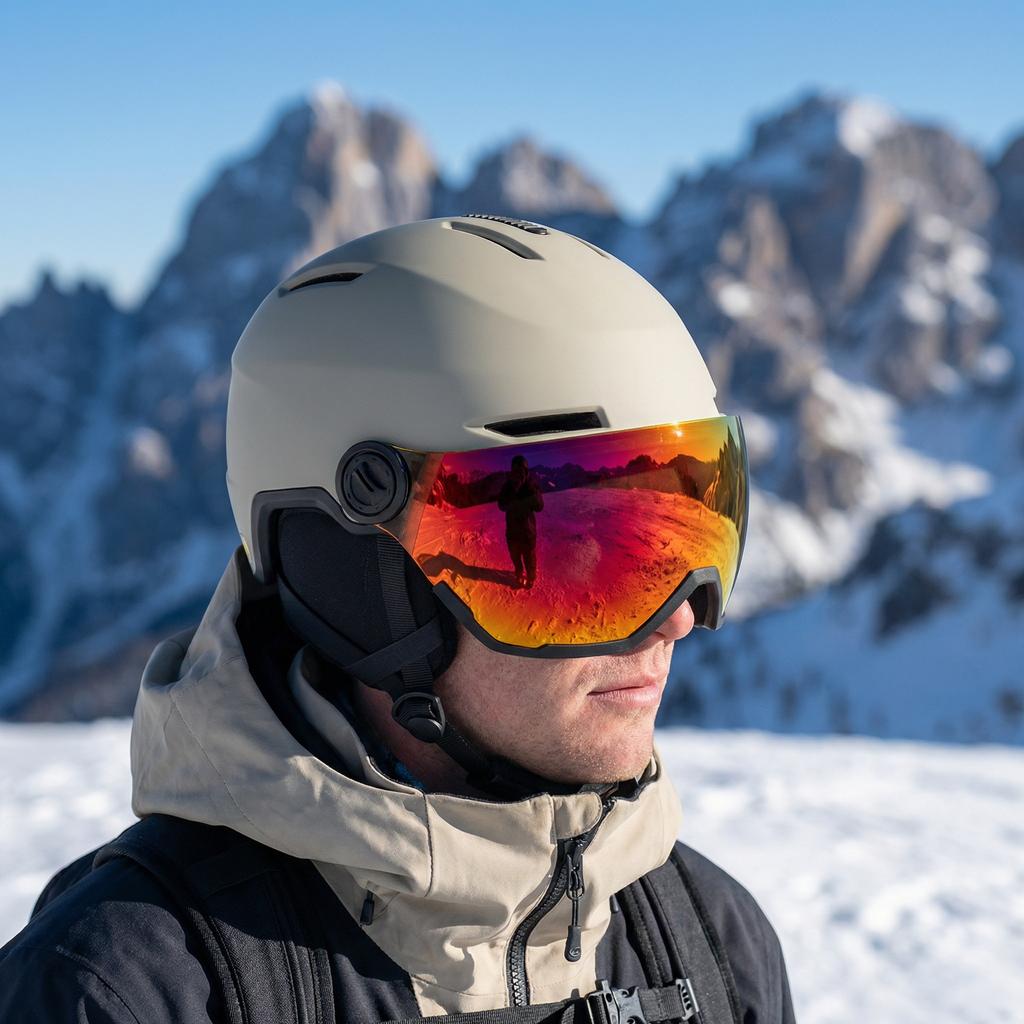 VMAXET MS-15V Unisex Ski Helmet PC+EPS Winter Breathable Safety Ear Warmer 8 Air Vents Anti-Fog Visor Sports Outdoor 525g Buckle