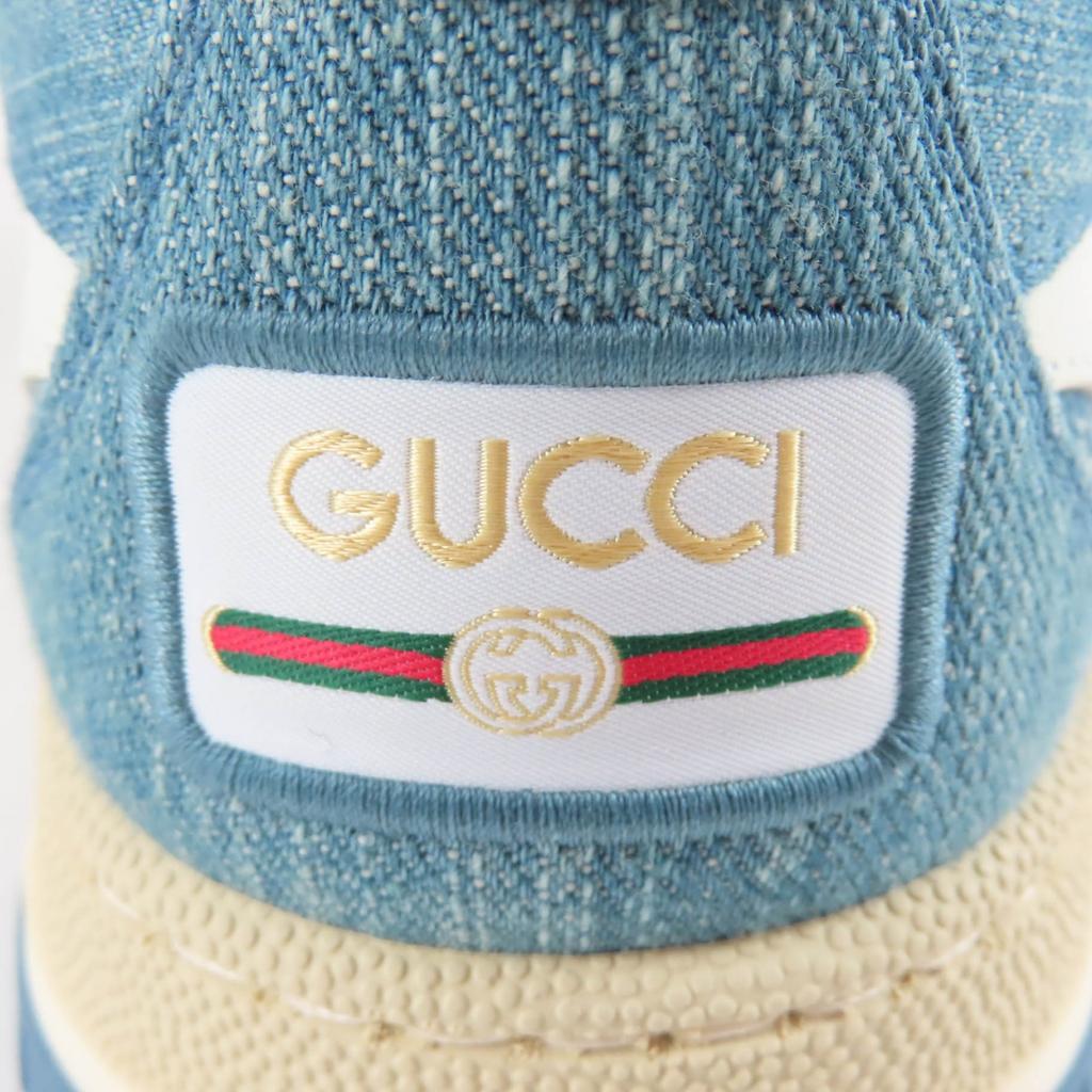 Идеальное состояние Кроссовки GUCCI Низкие Reweb GG деним кожа Индиго Женские 35 838831 Б/у