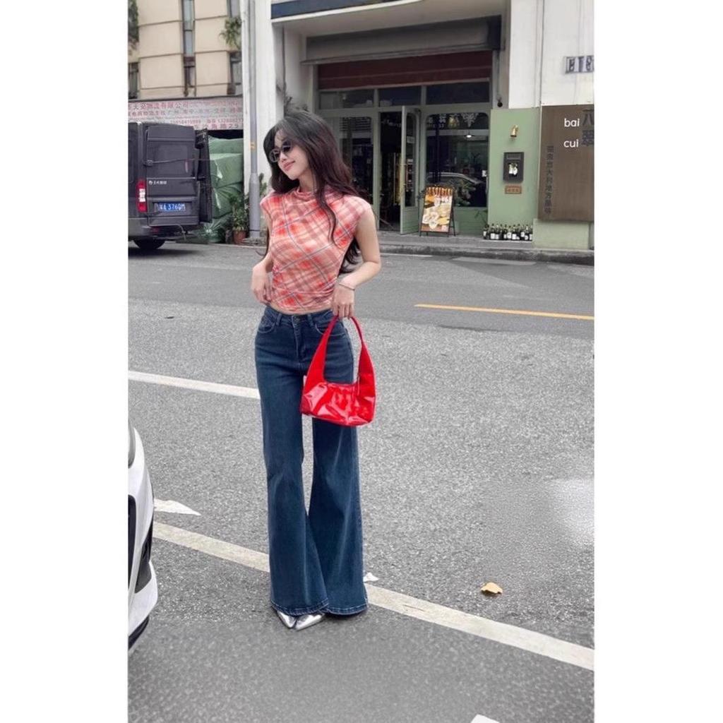 Женская красная клетчатая сетчатая футболка с открытыми плечами — облегающий крой, короткие рукава, летний топ