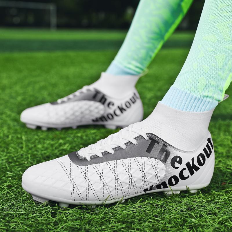 31-48 Мужские/женские футбольные бутсы. Высококачественные большие кожаные высокоэластичные носки, футбольные тренировочные бутсы с длинными ногтями из искусственного газона.