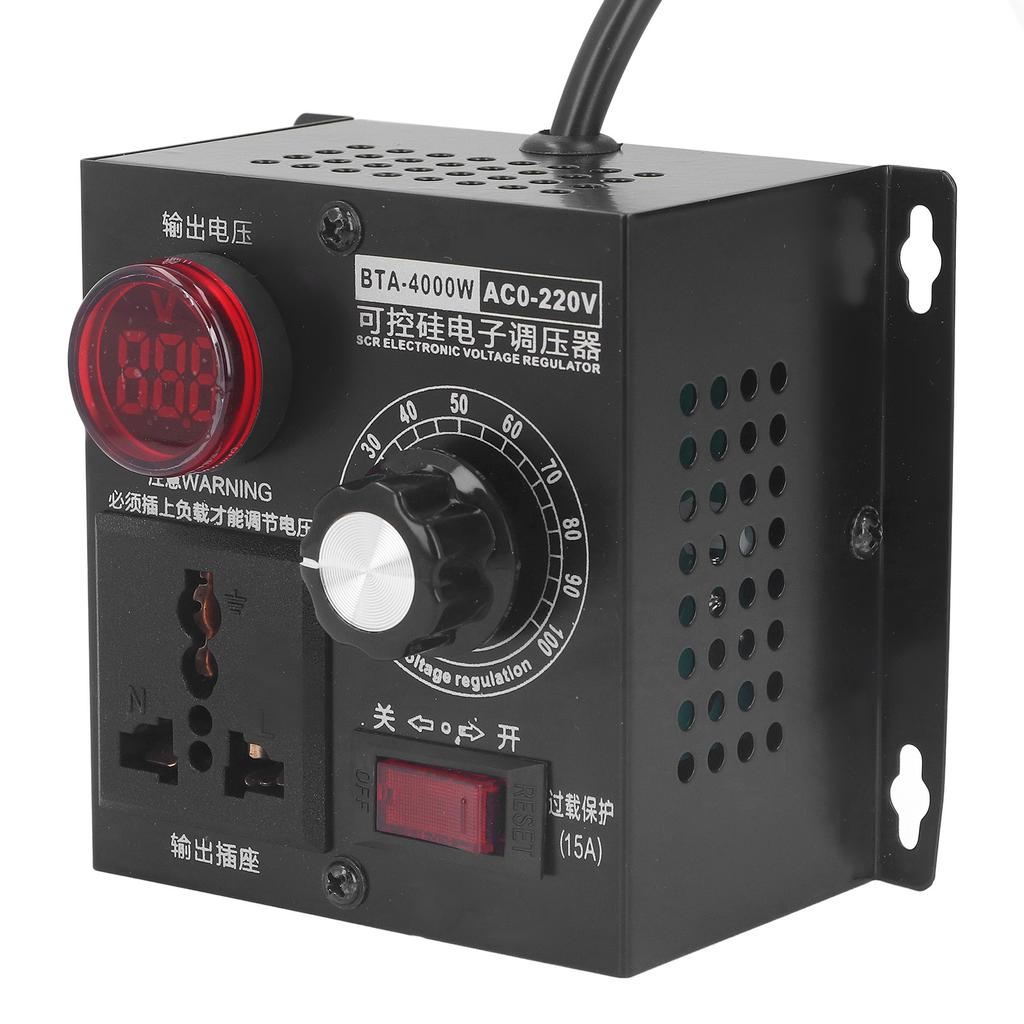 SCR Voltage Regulator AC 220V Input 0‑220V Adjustable Output Voltage Controller Control Switch 4000W