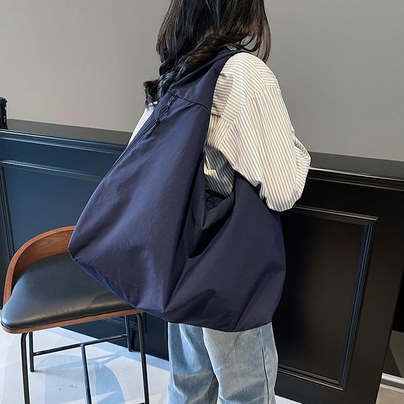 Casual Solid Color Canvas Tote Bag For Women With Large Capacity And Fashionable Stitching For Daily Use