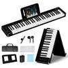 Foldable 61-Key Touch-Response Portable Digital Piano Set for Beginners, Includes Pedal, Music Stand, Shockproof Case, Bluetooth Connectivity, Built-i