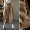 Summer Vintage Cotton Linen Women's Pants With Elastic Waist And Thin Loose Lantern Pants Solid Color Leggings
