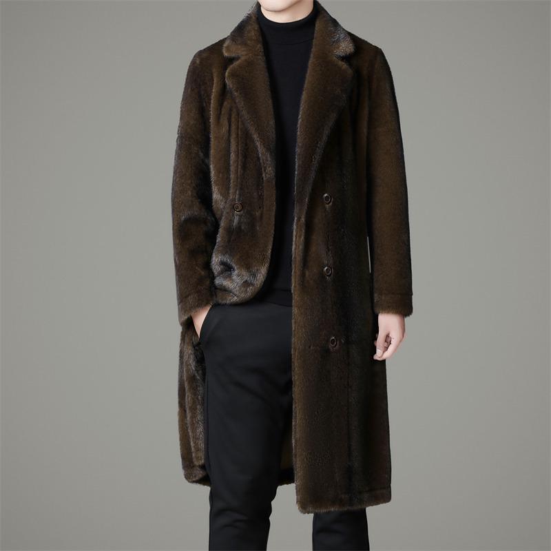 Мужская двусторонняя ветровка из меха норки 2025 года - Зимняя мода для среднего возраста