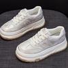 Универсальные модные белые весенние кроссовки на толстой подошве - Повышающие рост студенческие повседневные кеды