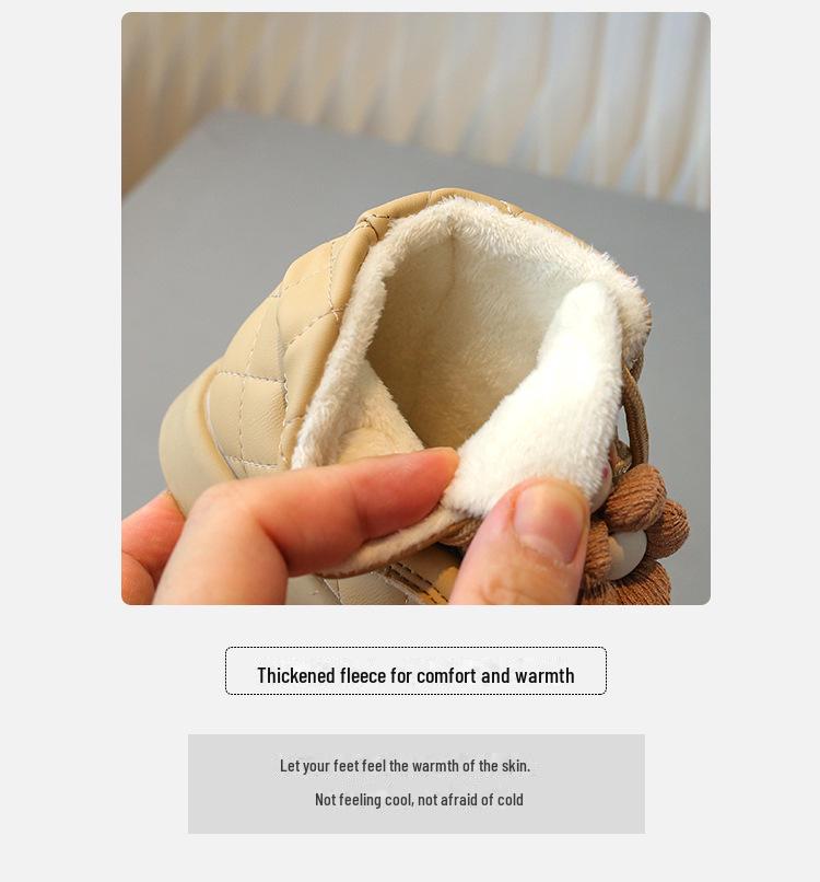 Girls' Velvet Winter Boots: Soft, Short, Velcro Cotton Shoes for Little Girls