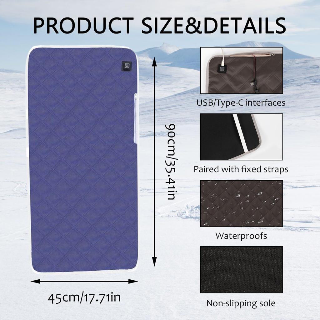 Heated Seat Cushion USB Heated Seat Mat With 3 Heating Levels Electric Warmer For Lumbar Back Thigh Hip Massage Fishing Picnic