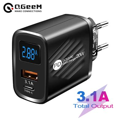 Зарядное устройство USB PD, 20 Вт, быстрая зарядка, адаптер для зарядки телефона с цифровым дисплеем, тип C для iPhone, Samsung, Xiaomi, Huawei, настенное зарядное устройство USB C