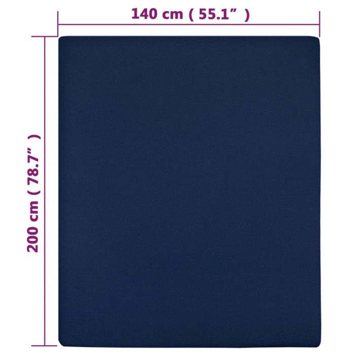 136234 vidaXL Drap-housse Jersey Bleu marine 140x200 cm Coton