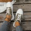 Мода Модные леопардовые кроссовки на платформе для женщин 2024 года, легкие нескользящие кроссовки для ходьбы, женские повседневные парусиновые туфли на шнуровке на плоской подошве