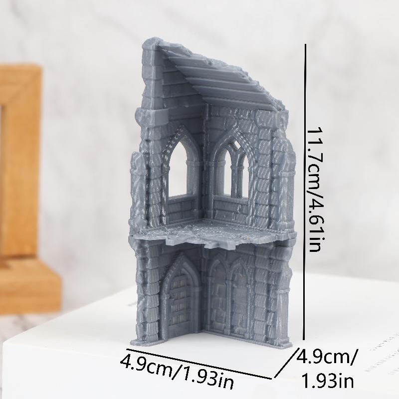 3D-печатный готический руины зданий Ландшафт Декорации Неокрашенный Мини-модель здания Набор Для DND Варгейминг Ландшафт Декорации Здание