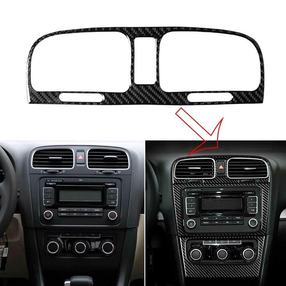 Накладка на центральный воздухозаборник из углеродного волокна для Volkswagen VW Golf 6 MK6 GTI 2008-2012, молдинги интерьера