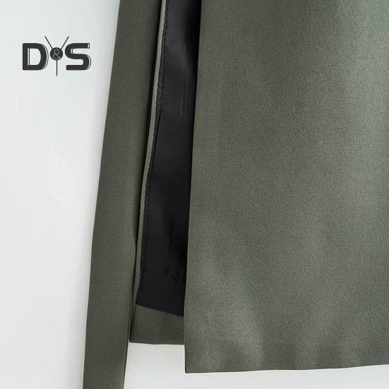 Women Vest Coat Turn Down Collar Sleeveless Loose Solid Color Single Button Cardigan Strap Decor Mid Length Commute Formal Suit Waistcoat