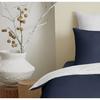Complete Pack 4 Pieces Navy/White Reversible Duvet Cover for Bed 90 X 190 Cm