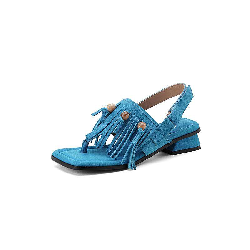 Krazing Pot Коровья замша нубук лето размер 40 липучка кисточка бахрома низкий каблук женские босоножки с открытым носком