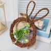 Венок пасхального кролика из ротанга, плетеный в форме кролика, венок с бантом, искусственная зелень для камина, двери, стены, окна, декор