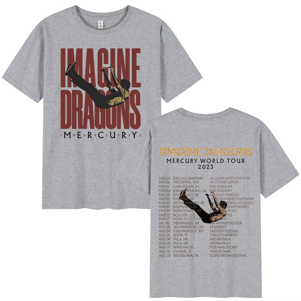 Imagine Dragons Mercury Tour 2023 Concert T Shirt Hip Hop Rock Band Tshirt Men Women Clothing Cotton Loose Short Sleeve T-shirts