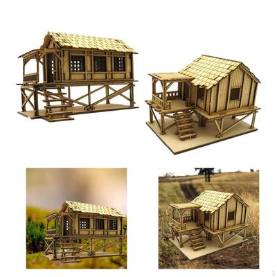 Деревянный 3D-пазл из 2 частей 1/72 Хижина для архитектурной модели, песочный стол
