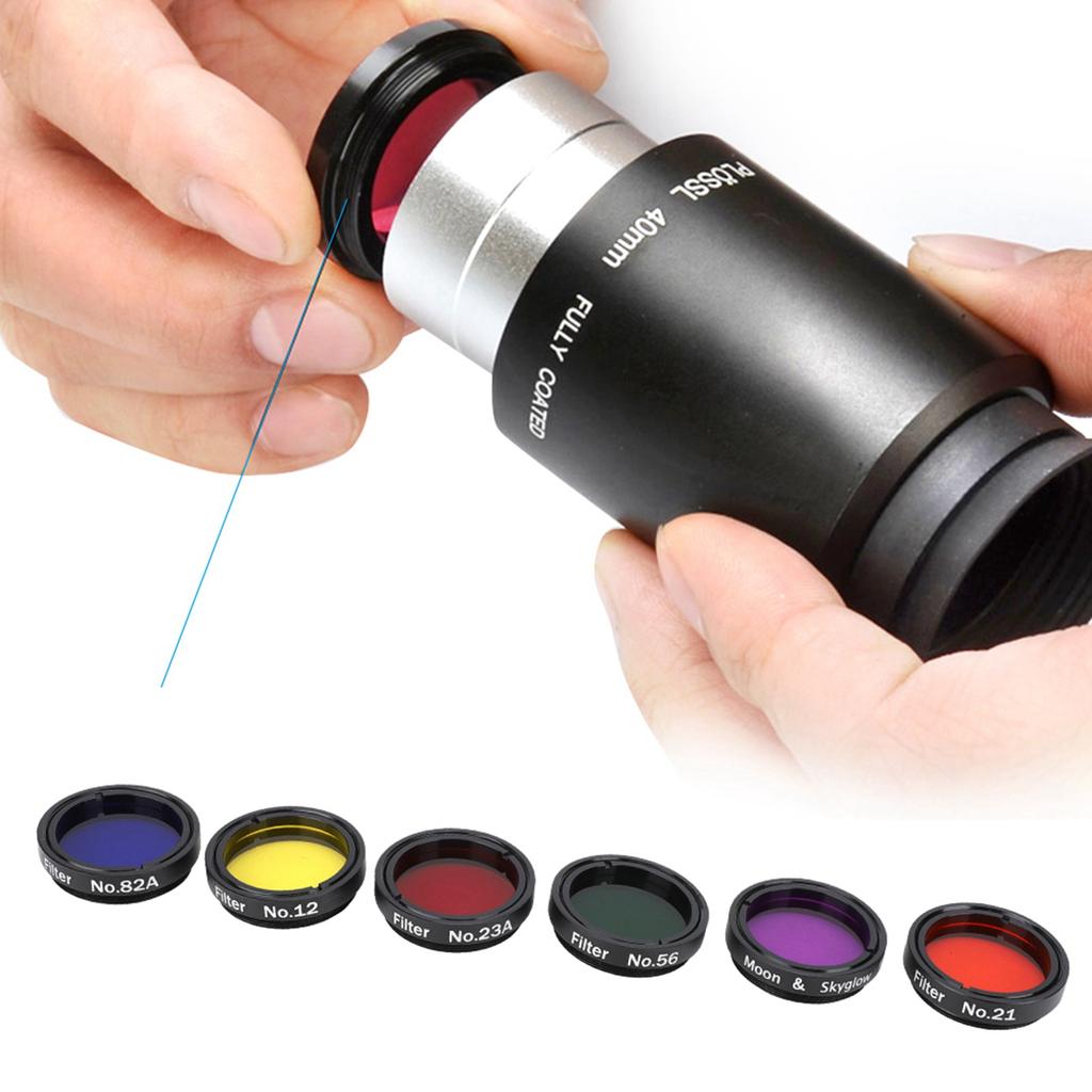 6 Pcs 1.25inch Colorful Telescope Filter Kit with Storage Box for Telescopes Eyepieces