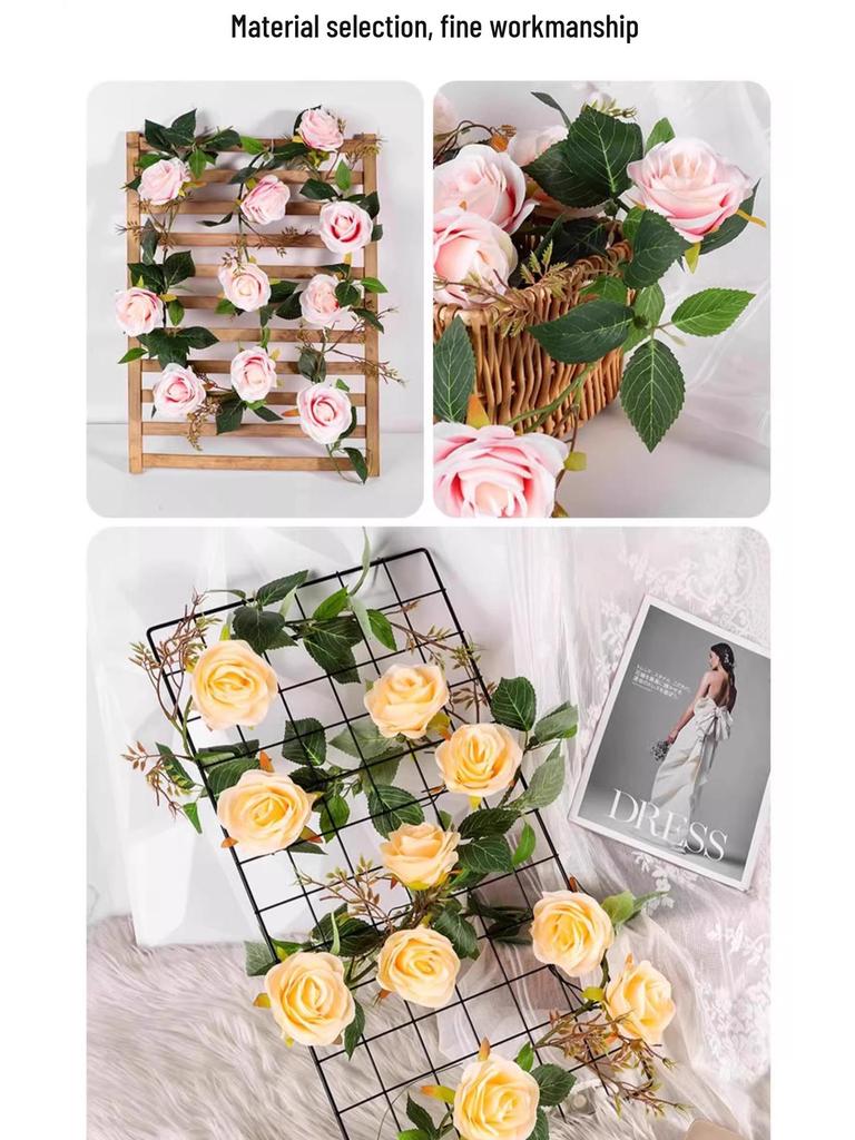 Artificial Rose Vine for Pipe and Wire Decoration