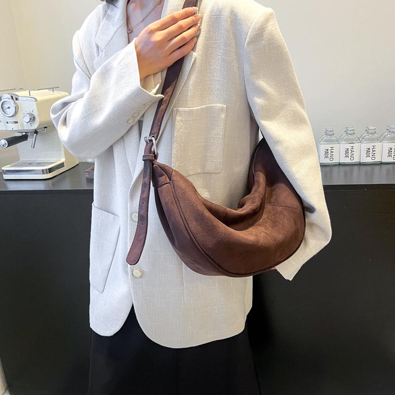 Женская мода искусственная замша мягкие сумки и кошельки винтаж 2024 зима новый тренд Y2K подмышечная сумка женская сумка через плечо