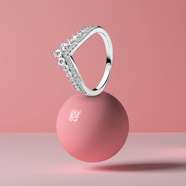 Модные 925 Серебряные Принцесса Тиара Корона Сверкающие Кольца Любовь Сердце Для Женщин Ювелирные Изделия Подарок На Годовщину