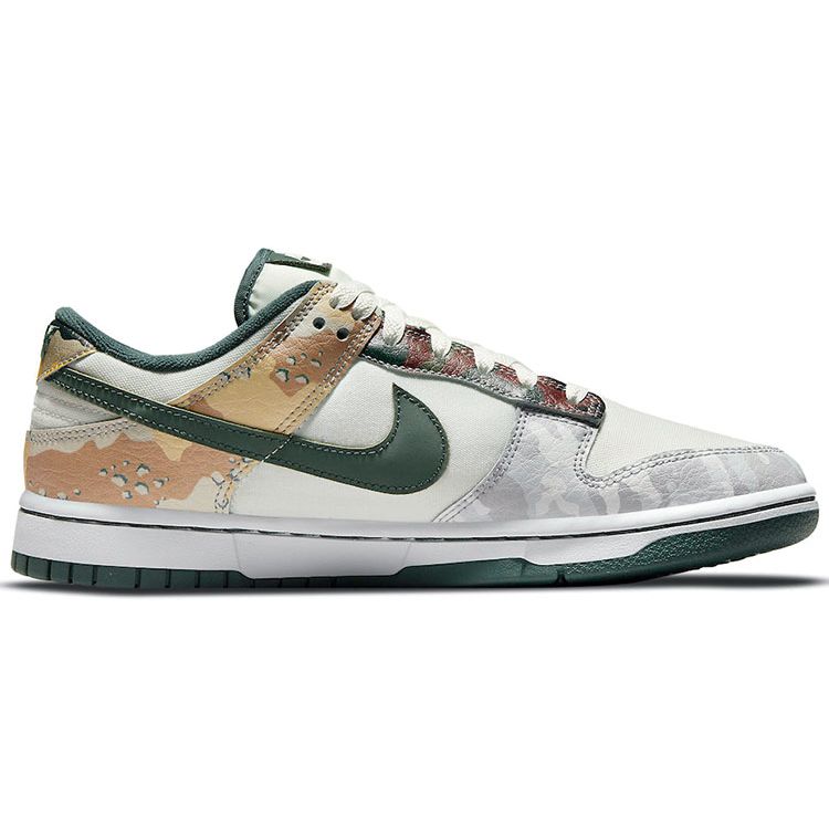 Nike Мужские кроссовки Dunk Low SE Sail Multi-Camo Multi-Color Vintage-Green Total-Orange DH0957-100
