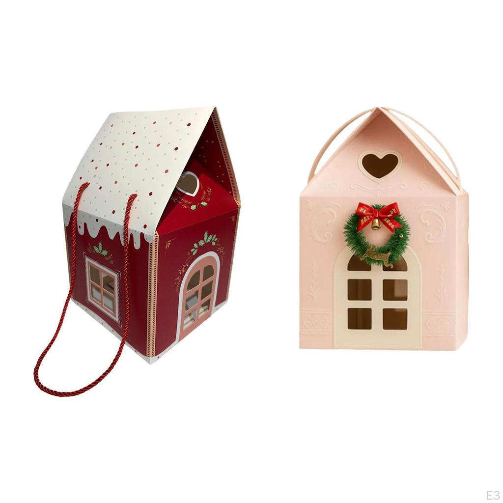 Подарочная коробка Контейнер для конфет Рождественский декор Бумажный контейнер в форме домика для закусок для упаковки подарков