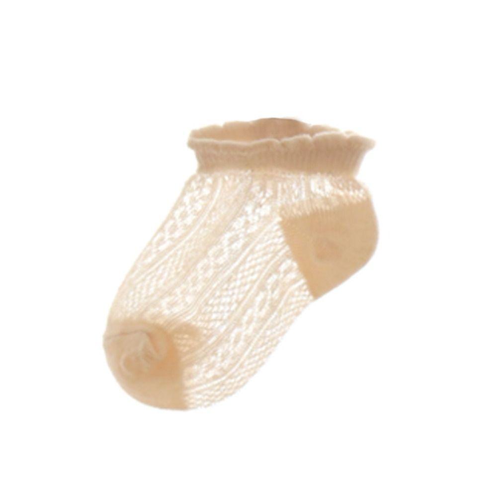 4Pairs Cotton Baby Ruffle Socks Non-slip Toddle Short Socks Sweet Kids Mesh Tube Socks Princess