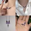 Butterfly Style Natural Drop Oil Necklace With Cross And Wing Design Ladies For