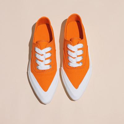 Модные женские туфли на плоской подошве, осенние, новые, с острым носком, глубоким горлом, с тканевой отделкой спереди, со шнуровкой, удобные, с низким верхом