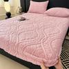 3PC Bedding Set Bedcloth Warm Winter Bed Cover 3D Embossed Velvet Mattress Cover Tafferta Bedsheet Winter Warm Fitted Sheet Mattress Protector