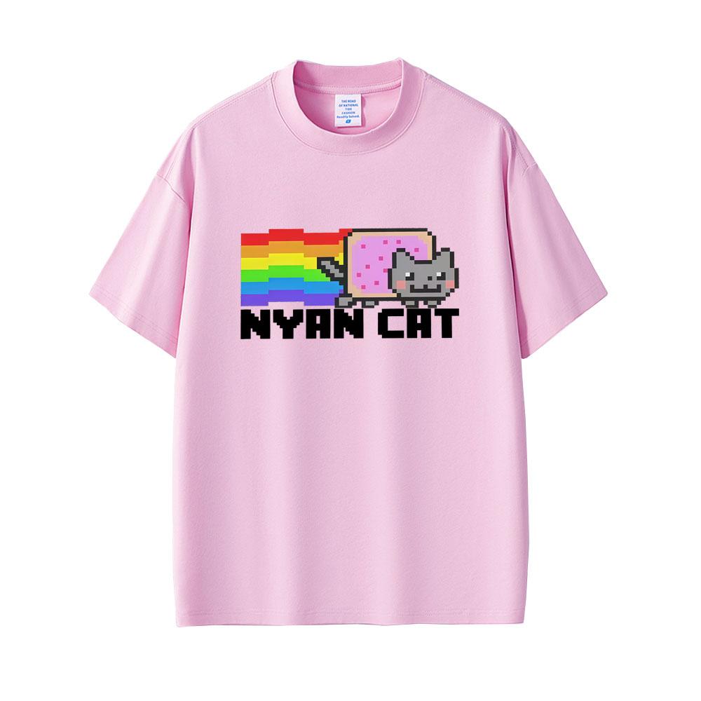 Game Rainbow Nyan Cat Funny Meme Tshirt Unisex Women Fashion Casual Cotton T Shirt Unisex Cute Kawaii Oversized Tshirts Fans Gift