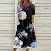 Women's Casual Dresses Printed Dresses Summer Dresses Printed Pleated Round Neck Midi Dresses Basic Classic Outdoor Daily Short Sleeve Loose Dresses