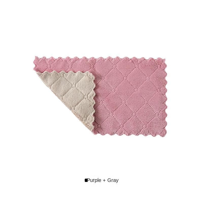 2278 Plain Printed Double-Sided Strong Absorbent Cloth Lint-Free Oil-Free Coral Fleece Dishwashing Towel Cloth