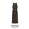 Western Style 2024 Summer New Women Clothes Linen Blend Twisted Armhole Midi Dress 0387071