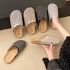 Thick-bottomed Mesh Rhinestone Bag Head Half Slippers Women's 2025 Summer New Outer Wear Lazy One Pedal Beach Cool Slippers