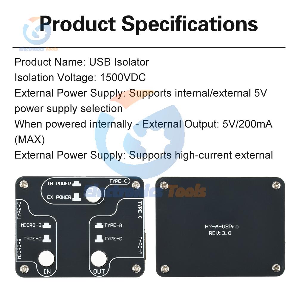 U8Pro USB 2.0 Isolator High-Speed Isolation Module 480Mbps Audio Noise Filter with 1500VDC Protection Plug-and-Play DAC Decoders