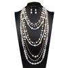 European and American Multi-Layer Pearl Necklace and Earring Set - Women's Long Sweater Chain Temperament Accessories